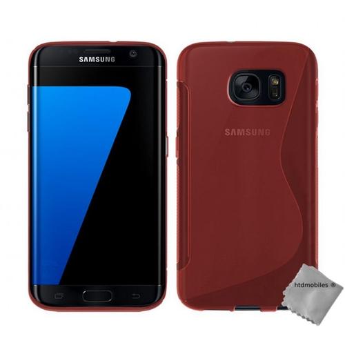 Housse Etui Coque Silicone Gel Fine Pour Samsung G935 Galaxy S7 Edge + Verre Trempe - Rouge