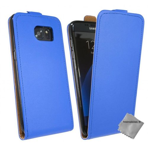 Housse Etui Coque Pochette Pu Cuir Fine Pour Samsung G935 Galaxy S7 Edge + Verre Trempe - Bleu