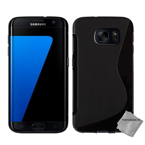 Housse Etui Coque Silicone Gel Fine Pour Samsung G935 Galaxy S7 Edge + Verre Trempe - Noir