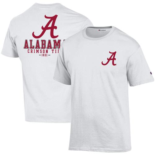 T-Shirt Blanc Champion Alabama Crimson Tide Team Stack 2-Hit Pour Hommes