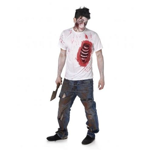 Déguisement Zombie Avec Côtes En Latex Homme Halloween, Taille Large