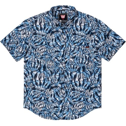 Chemise Boutonnée À Manches Courtes Rsvlts Noire « Stone Cold » Steve Austin Stone Cold Salute Kunuflex Pour Hommes