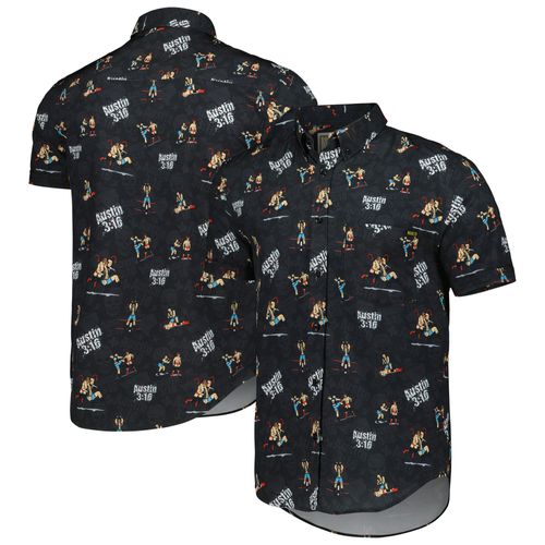 Chemise Boutonnée À Manches Courtes Rsvlts Noire « Stone Cold » Steve Austin Kunuflex Pour Hommes