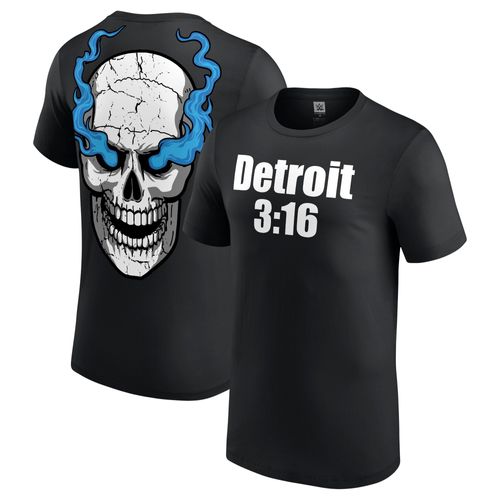 T-Shirt Noir « Stone Cold » Steve Austin Summerslam 2023 Detroit 3:16 Pour Hommes