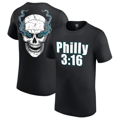 T-Shirt Noir « Stone Cold » Steve Austin Wrestlemania 40 Philly 3:16 Pour Hommes