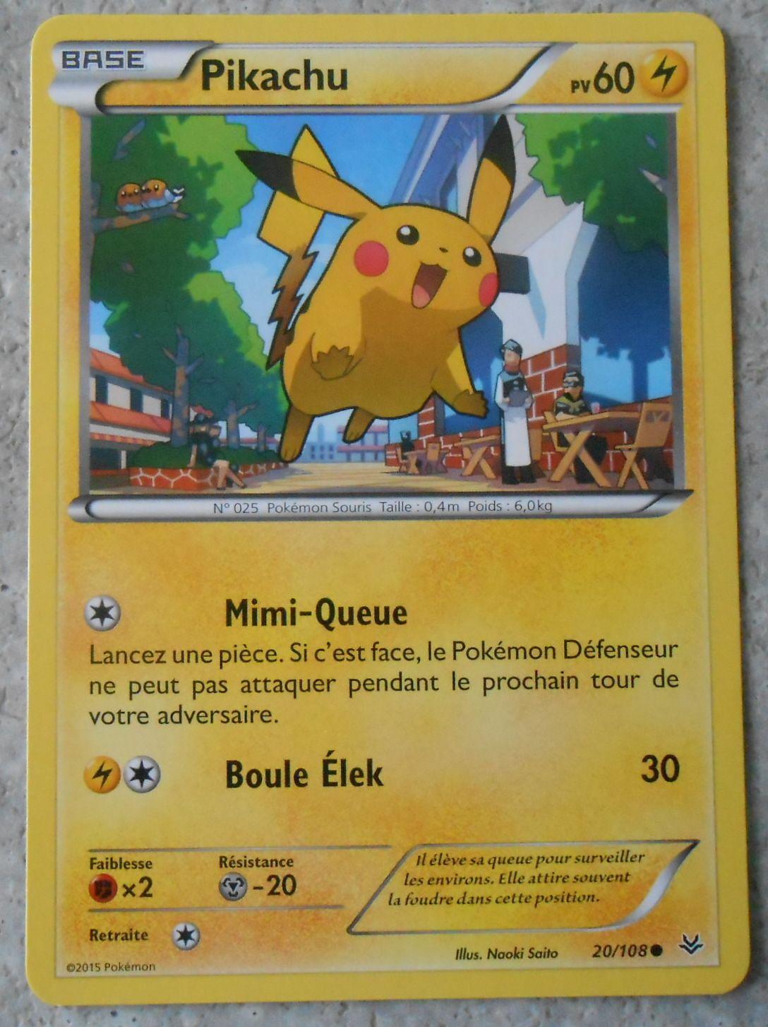 carte Pokémon Pikachu 20/108 XY06 - Ciel Rugissant NEUF FR