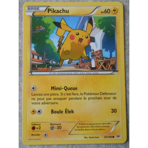 carte Pokémon Pikachu 20/108 XY06 - Ciel Rugissant NEUF FR