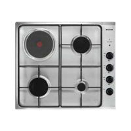 Brandt BPE6411XM - Table de cuisson gaz et électrique - 4 plaques de cuisson - Niche - largeur : 56 cm - profondeur : 49 cm - acier inoxydable