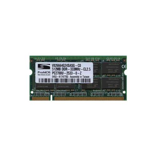 512Mo RAM PC Portable SODIMM ProMOS V826664G24SASG-C0 DDR1 PC-2700 333MHz