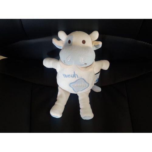 Doudou Eveil Et Tendresse Cmp Vache Blanc Meuh Meuh Nuage Bleu 22cms
