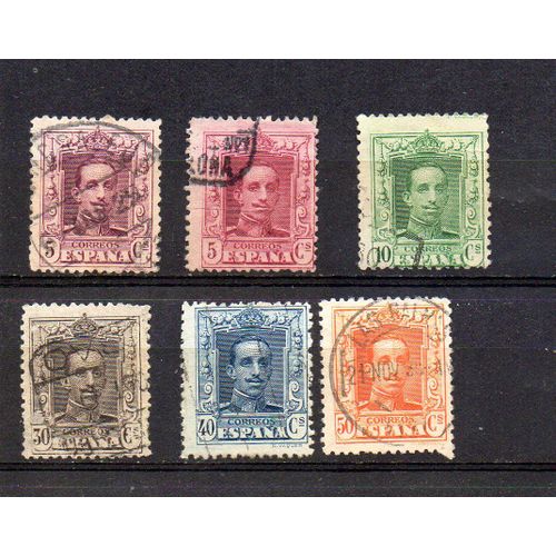 Espagne- Lot De 6 Timbres Oblitérés- Roi Alphonse Xiii