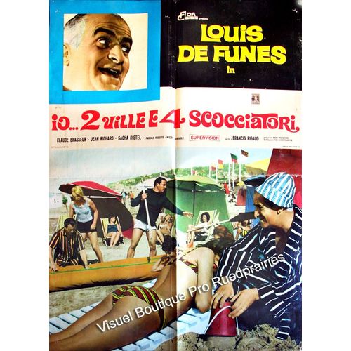 Nous Irons À Deauville (Io¿ 2 Ville E 4 Scocciatori) - Véritable Affiche Italienne De Cinéma Pliée - Format 67x93 Cm - De Francis Rigaud - Louis De Funès, Serrault, Pascale Roberts, Galabru - 1962 #