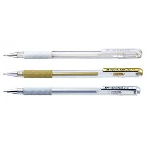 Pochette Lot De 6 Stylos Pentel Encre Gel Or;Argent;Blanc