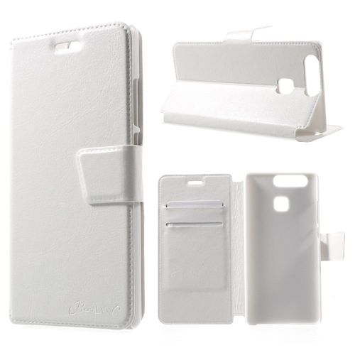 Etui Type Portefeuille Blanc Complet Pour Huawei P9 Rabat Latéral Articulé Fon