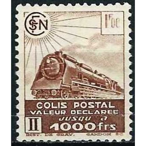 France 1941, Bel Exemplaire Timbre Pour Colis Postal, Valeur Déclarée, Yvert 177, Locomotive À Vapeur, 1f. Brun, Neuf*