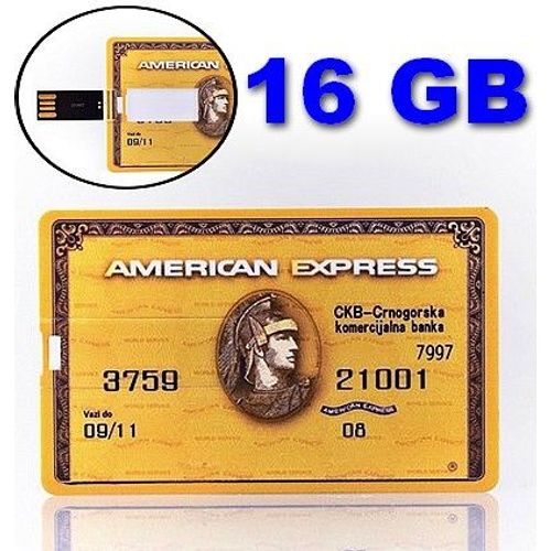 Mini Clé USB 16 GO - USB 2.0 - en format de carte de credit American Express Gold