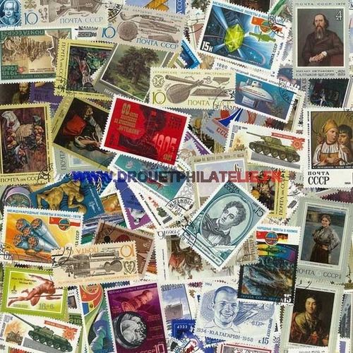 Urss 100 Timbres Differents Grand Format Obliteres