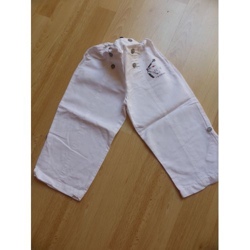 Pantalon 3 Pommes . Lin 3 Ans Blanc