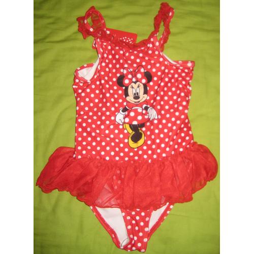 Maillot De Bain Disney Minnie Mouse Rouge Noeud Disneyland Taille 6 Ans 