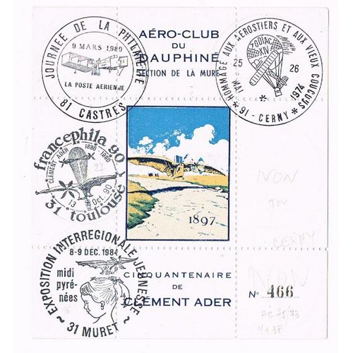 Feuillet Cinquantenaire De La Mort De Clement Ader Aero Club Du Dauphiné