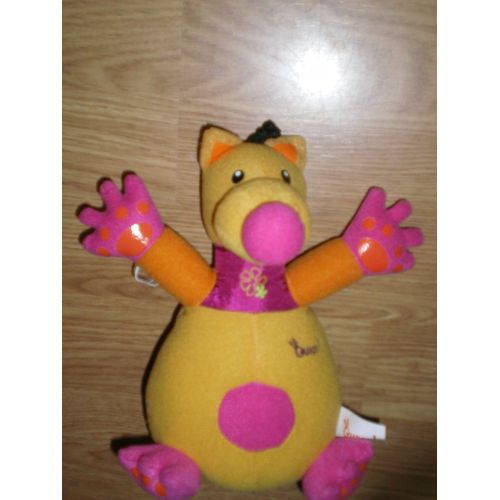 Peluche Doudou Ouaps Renard Loup Jaune Orange Rose 21 Cm 