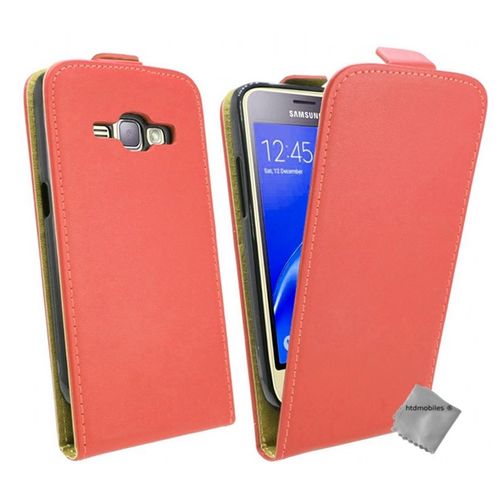 Housse Etui Coque Pochette Pu Cuir Fine Pour Samsung Galaxy J1 (2016) + Film Ecran - Rouge