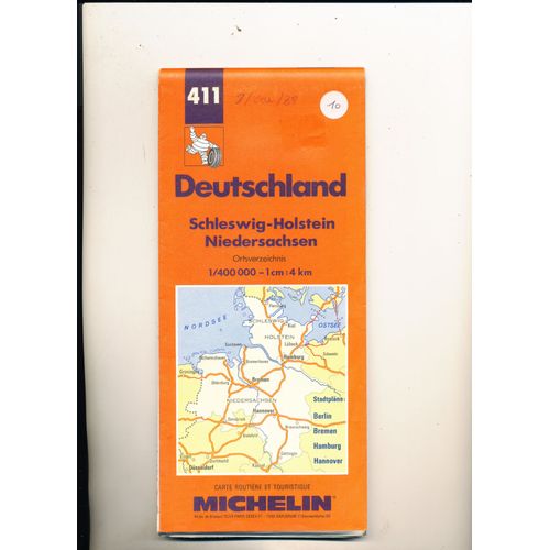 Deutschland Schleswig-Holstein, Niedersachsen - 1/ 400000 - Carte Michelin N° 411- Carte Pliée
