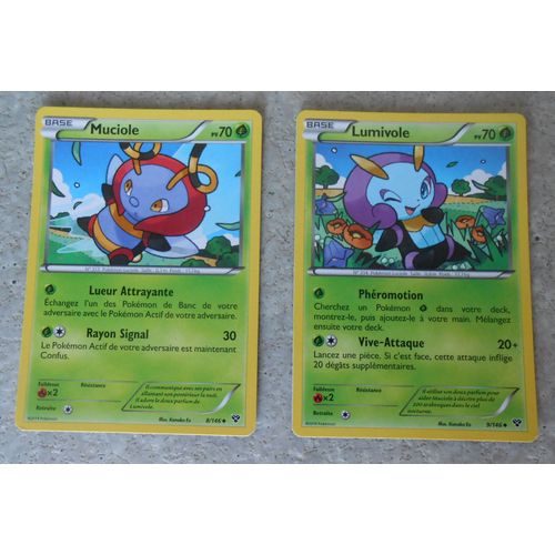 Lot De 2 Cartes Pokemon - Muciole - 8/146 + Lumivole - 9/146 - Edition Xy -