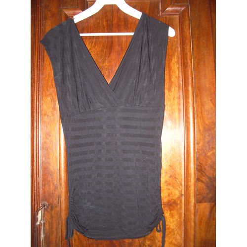 T-Shirt Pimkie Encolure V Devant Et Dos Coton Taille M Noir