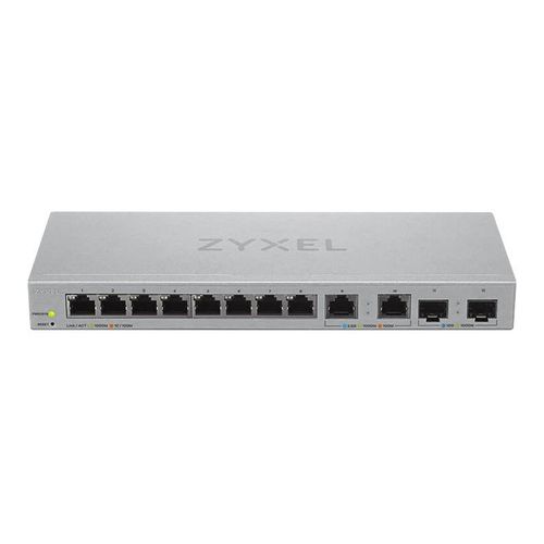 Zyxel XGS1210-12 - V2 - commutateur - Géré - 8 x 10/100/1000 + 2 x 100/1000/2.5G + 2 x 1 gigabit/10 gigabit SFP+ (liaison montante) - de bureau, fixation murale