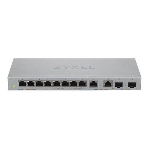 Zyxel XGS1010-12 - V2 - commutateur - Géré - 8 x 10/100/1000 + 2 x 100/1000/2.5G + 2 x 1 gigabit/10 gigabit SFP+ (liaison montante) - de bureau, fixation murale