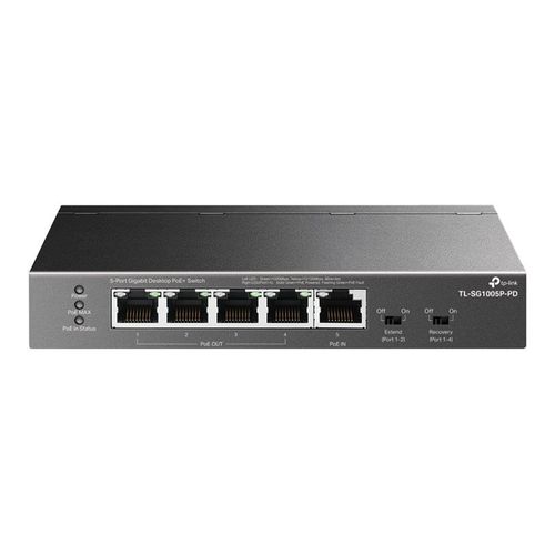 TP-Link TL-SG1005P-PD V1 - Commutateur - non géré - 4 x 10/100/1000 (PoE+) + 1 x 10/100/1000 (PoE++) - de bureau, fixation murale - PoE++ (66 W)