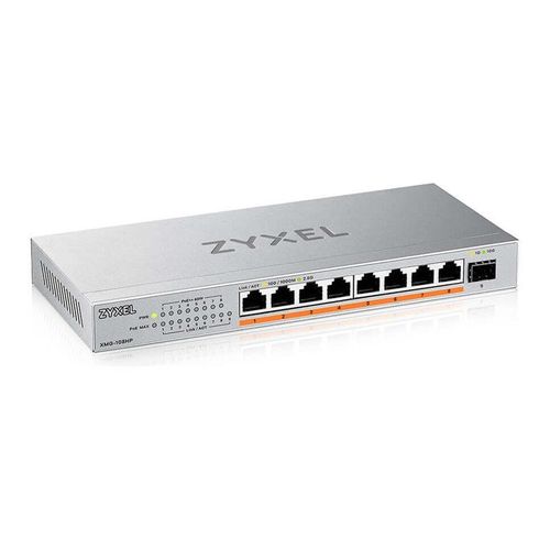 Zyxel XMG-100 Series XMG-108HP - Commutateur - non géré - non géré - 8 x 100/1000/2.5G (PoE++) + 1 x Gigabit SFP / 10 Gigabit SFP+ - de bureau, fixation murale - PoE++ (100 W)