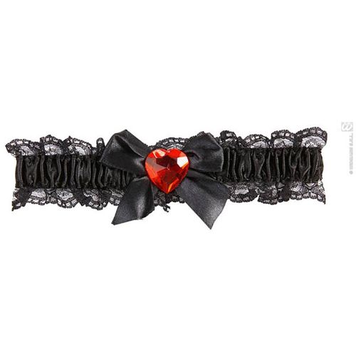 Jarretière Sexy Dentelle Noire Coeur Rouge Femme - 73140 - Taille Unique - Port 0¿