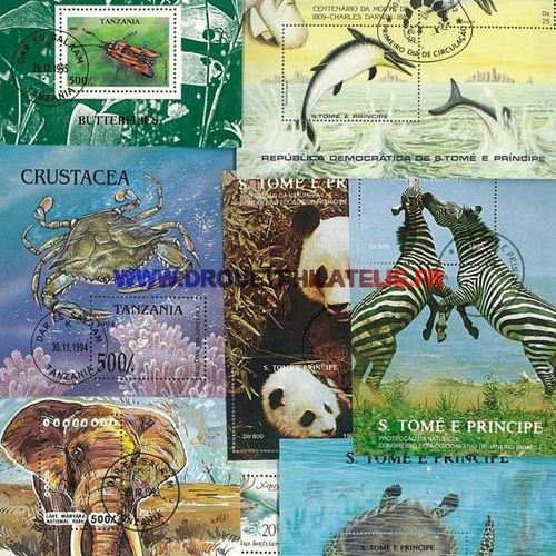 Animaux 100  Blocs Feuillets Differents Obliteres