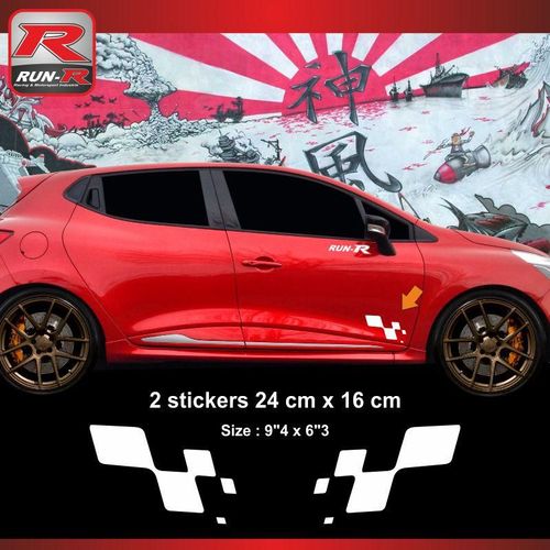 Sticker Renault Sport Damier Pour Clio Megane Twingo - Aufkleber Adesivi - Blanc