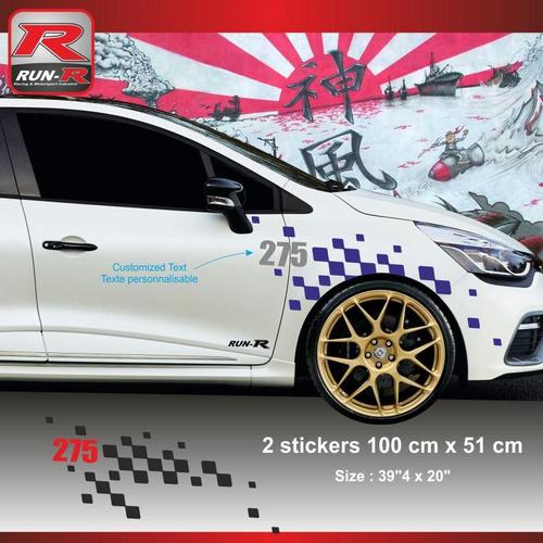 Sticker Personnalisable Pour Aile Avant De Renault Clio Rs - Aufkleber Adesivi - Marine Argent