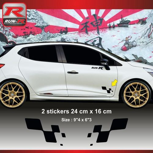 Sticker Renault Sport Damier Pour Clio Megane Twingo - Aufkleber Adesivi - Noir