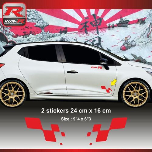 Sticker Renault Sport Damier Pour Clio Megane Twingo - Aufkleber Adesivi - Rouge