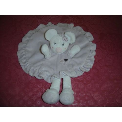 Doudou Plat Souris Mauve/Violet/Rose/Parme Avec Noeud Kimbaloo