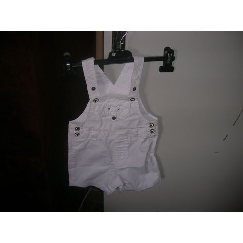 Salopette Short Tex Coton 12 Mois Blanc