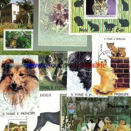 Chats & Chiens 25 Blocs Feuillets Obliteres