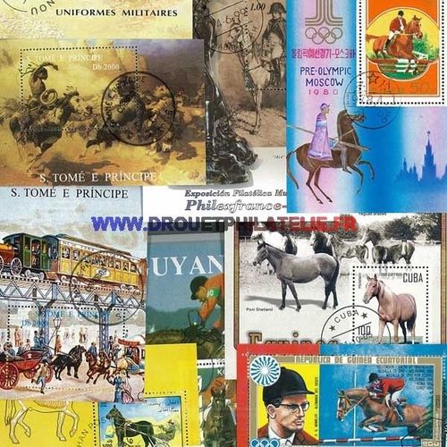 Chevaux 10 Blocs Feuillets Differents Obliteres