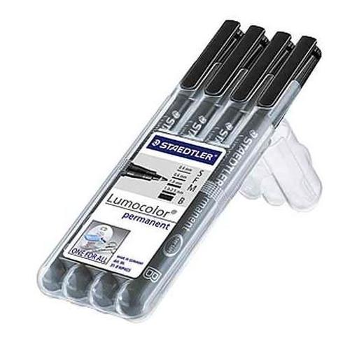 Staedtler 31-9wp4gs Lot De 4 Feutres Permanents Lumocolor Sfmb Pour Rétroprojecteurs (Noir)