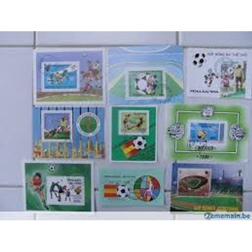 Football 25 Blocs Feuillets Differents Obliteres