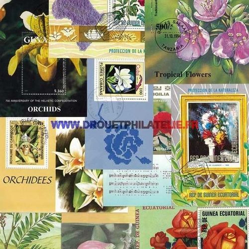 Fleurs 25 Blocs Feuillets Differents Obliteres