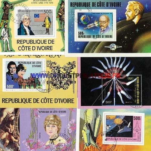 Cote D'ivoire - Lot De 10 Blocs Feuillets Differents