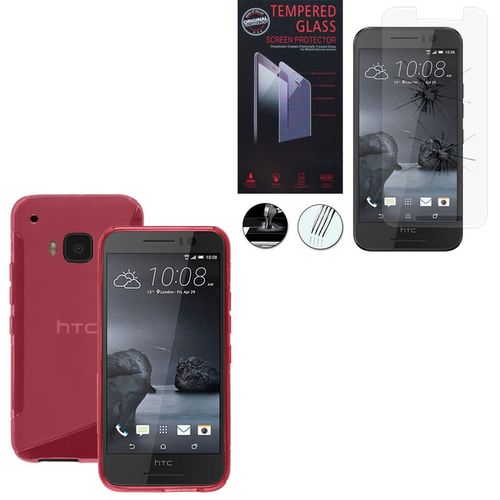 Coque Silicone Pour Htc One S9 Gel Motif S Au Dos - Rose+ 1 Film Verre Trempé