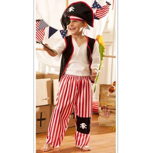 Déguisement Costume Pirate Garçon - Pantalon - Gilet - Chapeau - Sabre - Cache ¿Il - Bandeau - Taille 8 Ans