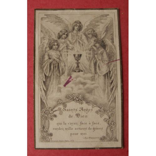 Image Pieuse Ancienne 1906 Souv Com Angers "Saints Anges De Dieu"